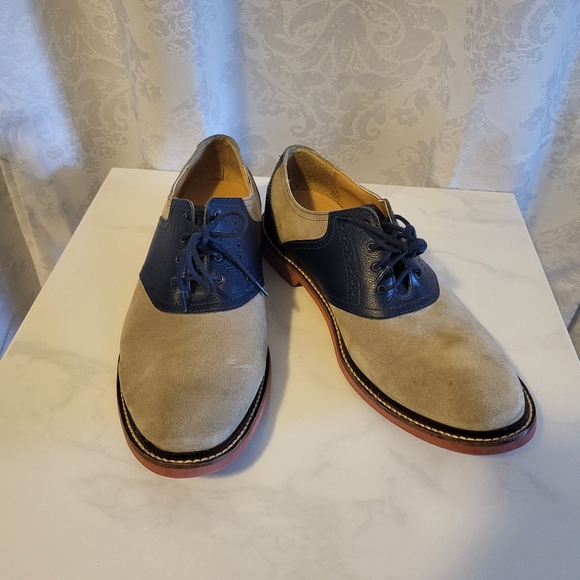 Cole Haan Men's Shoes, Suede Color Tan and Blue, Oxford Size 10.5m, Classic - Picture 2 of 13